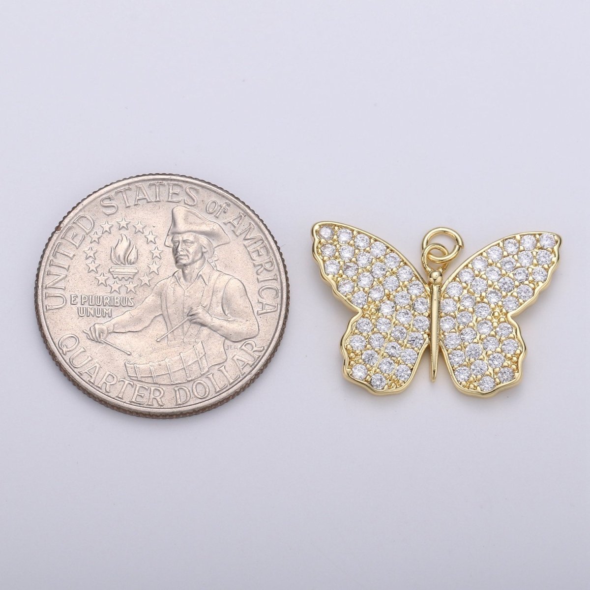 14K Gold Filled Butterfly Charm CZ Micro Pave, Butterfly Pendant, Butterfly Bracelet, Cubic Zirconia Charm Silver Mariposa Charm, D-387 D-388