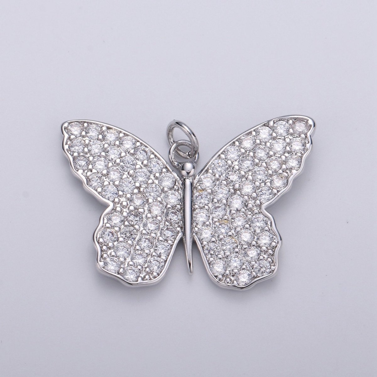 14K Gold Filled Butterfly Charm CZ Micro Pave, Butterfly Pendant, Butterfly Bracelet, Cubic Zirconia Charm Silver Mariposa Charm, D-387 D-388