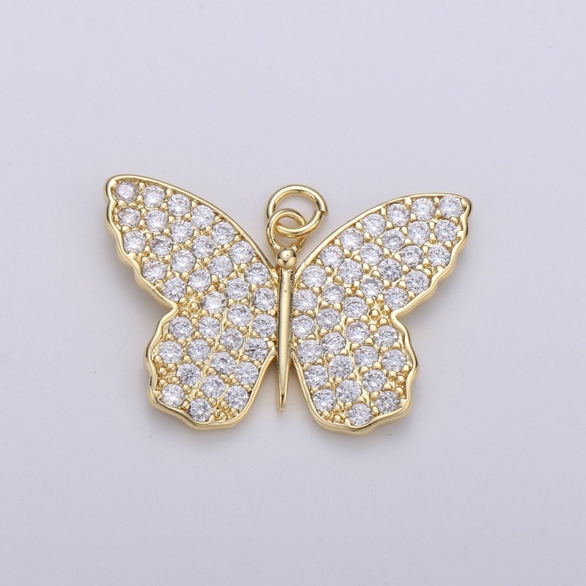 14K Gold Filled Butterfly Charm CZ Micro Pave, Butterfly Pendant, Butterfly Bracelet, Cubic Zirconia Charm Silver Mariposa Charm, D-387 D-388