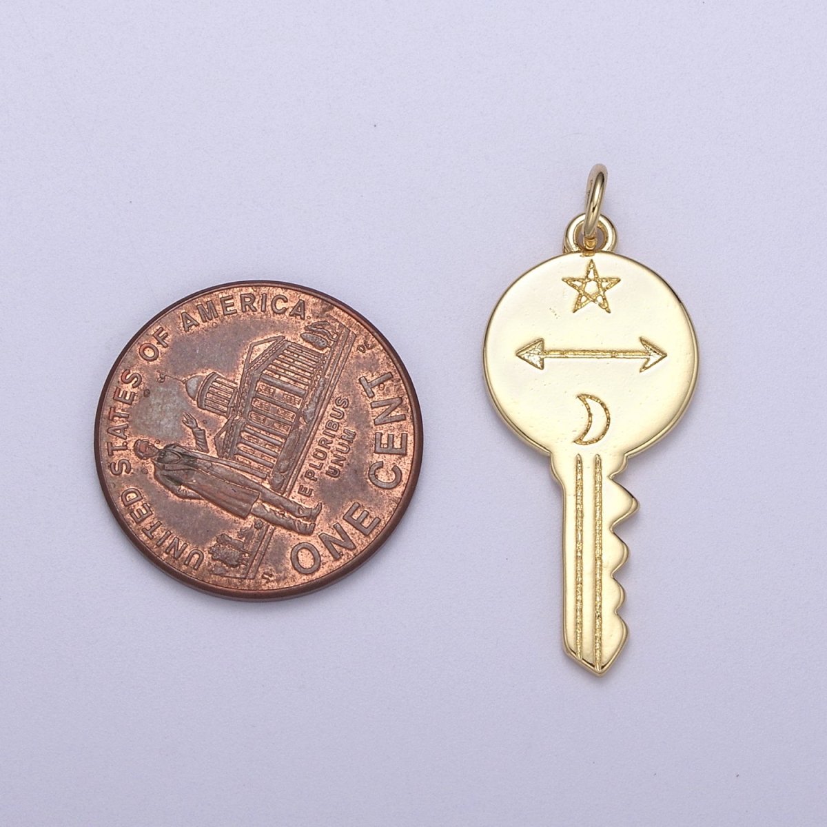14K Gold Filled Celestial Key | Key Pendant | Gold Key Necklace | Key Charm | Star Moon Arrow N-299