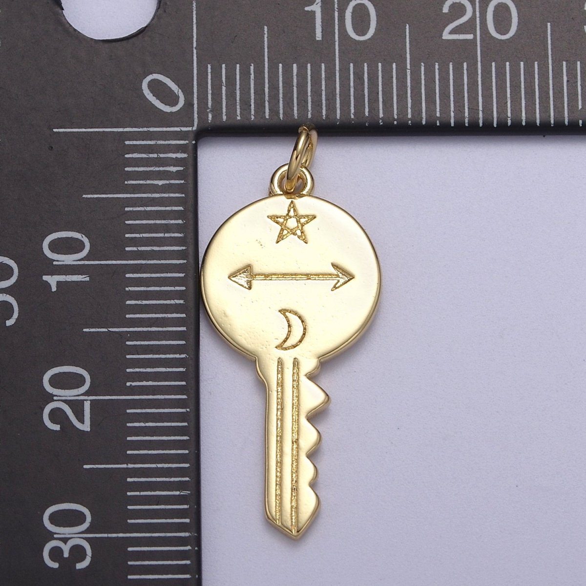 14K Gold Filled Celestial Key | Key Pendant | Gold Key Necklace | Key Charm | Star Moon Arrow N-299