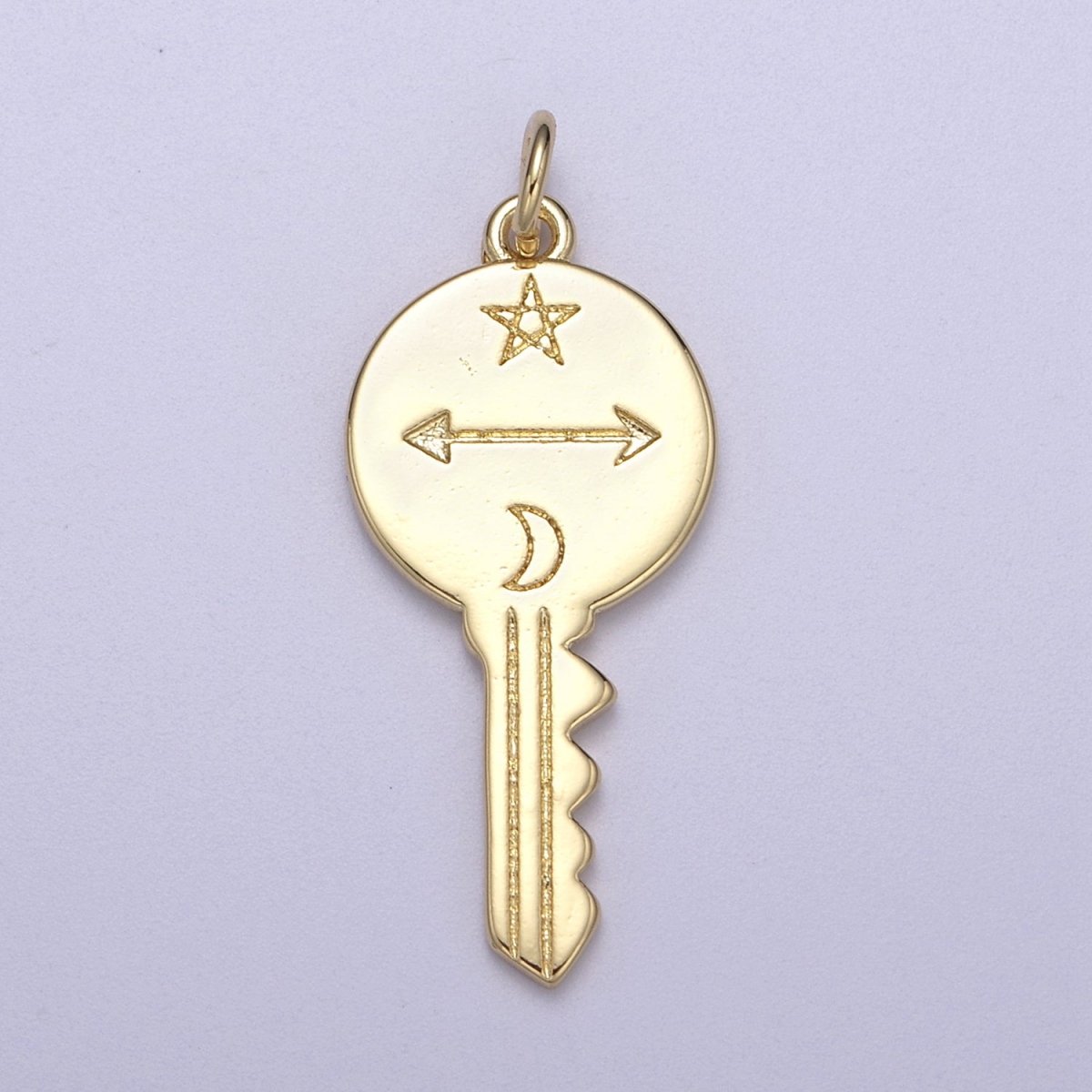 14K Gold Filled Celestial Key | Key Pendant | Gold Key Necklace | Key Charm | Star Moon Arrow N-299
