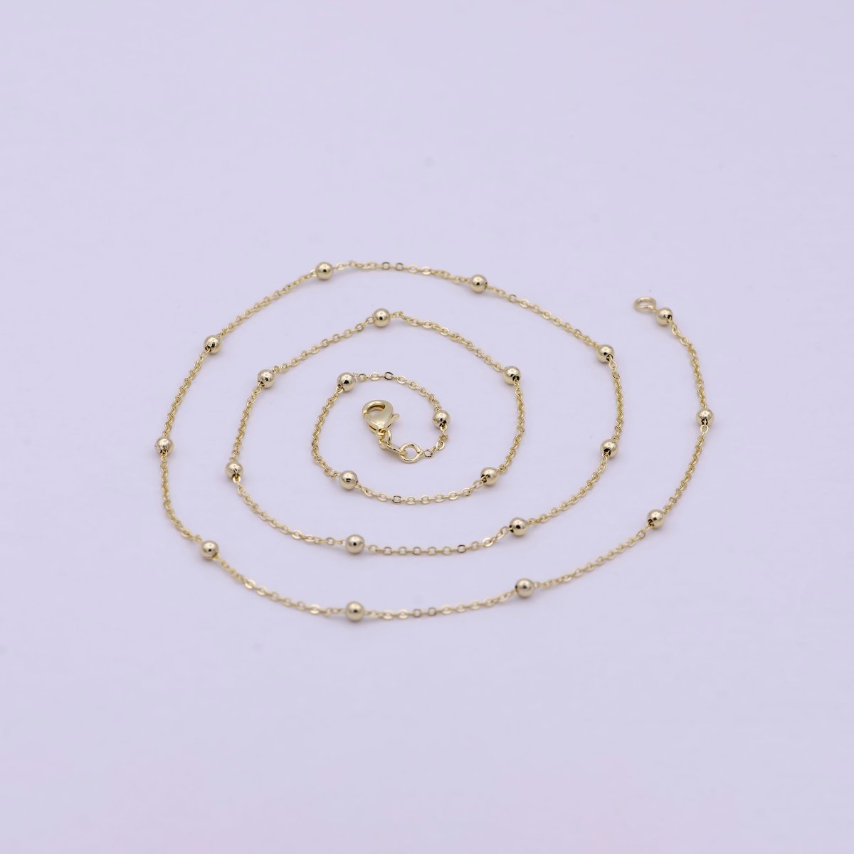 14K Gold Filled Chain,  3mm Bead Width, 24 Inch Layering Beaded Satellite Cable Necklace | WA-616 Clearance Pricing