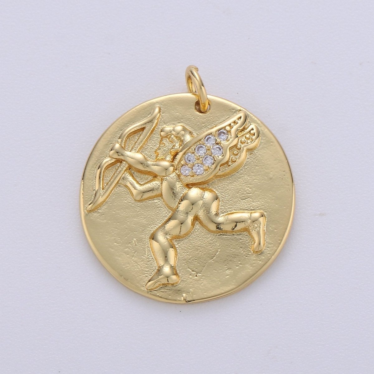 14K Gold Filled Cupid Charm- Medallion Cupid Pendant - Dainty Micro pave Charm - for Necklace Bracelet Earring Component D-693