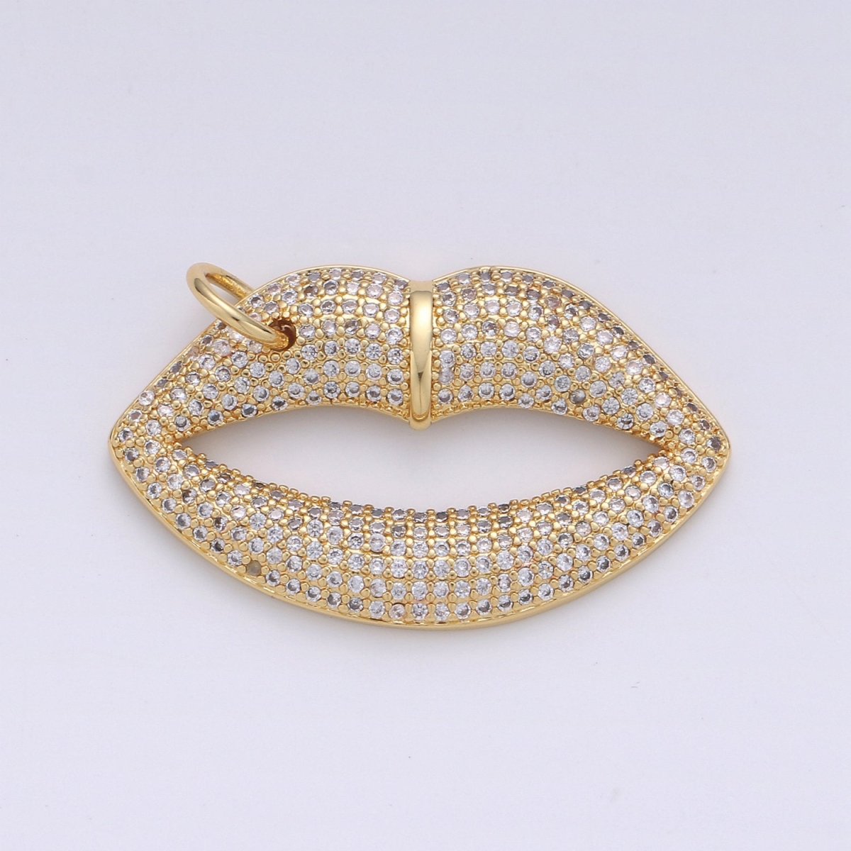 14k Gold Filled CZ Micro Pave Lip Pendant for Statement Necklace Jewelry Supply 35x23mm D-093