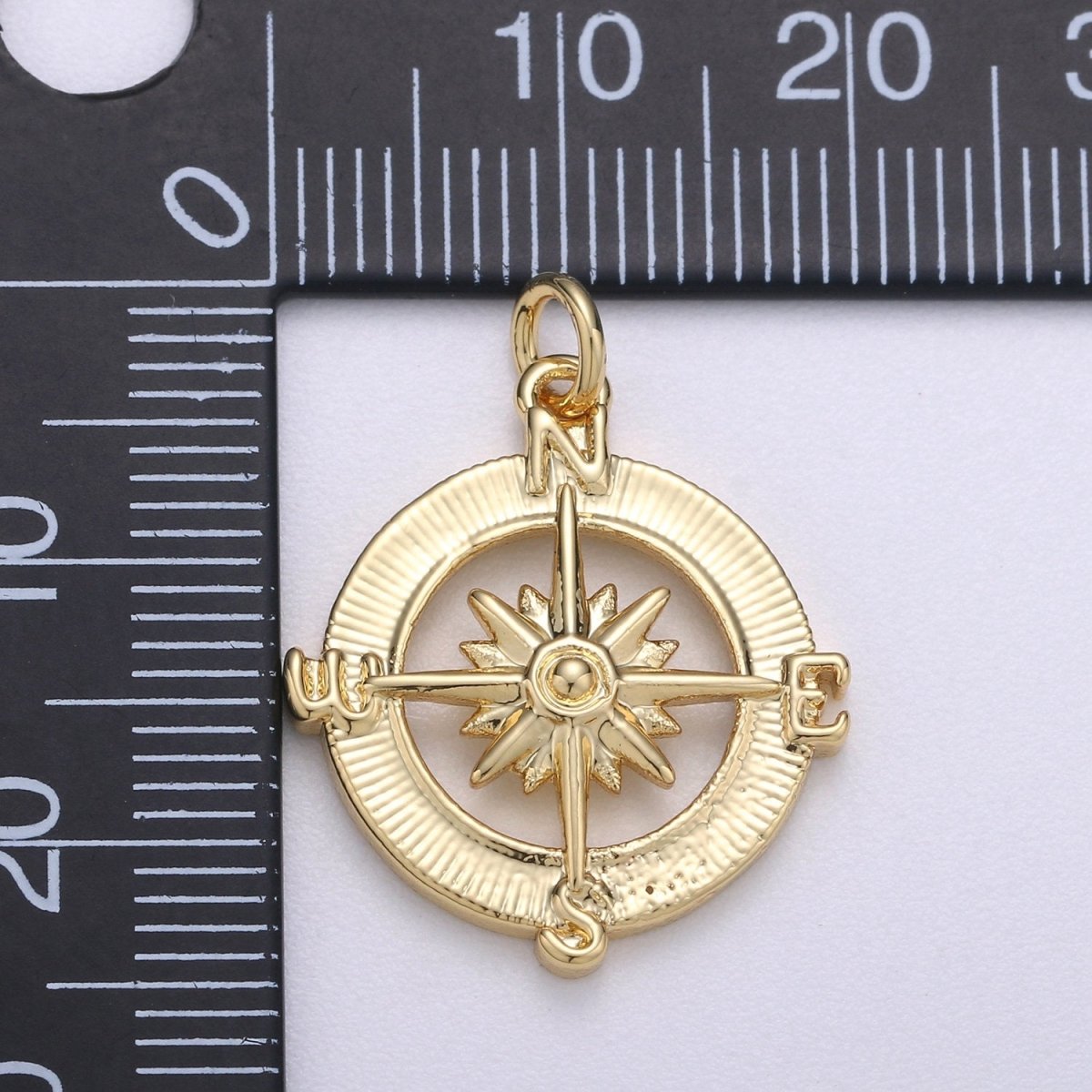 14k Gold Filled Dainty Compass Charm, Gold Compass Pendant, North Star Charm, Travel Charms, Nautical Charms for Bracelet Earring Necklace C-466