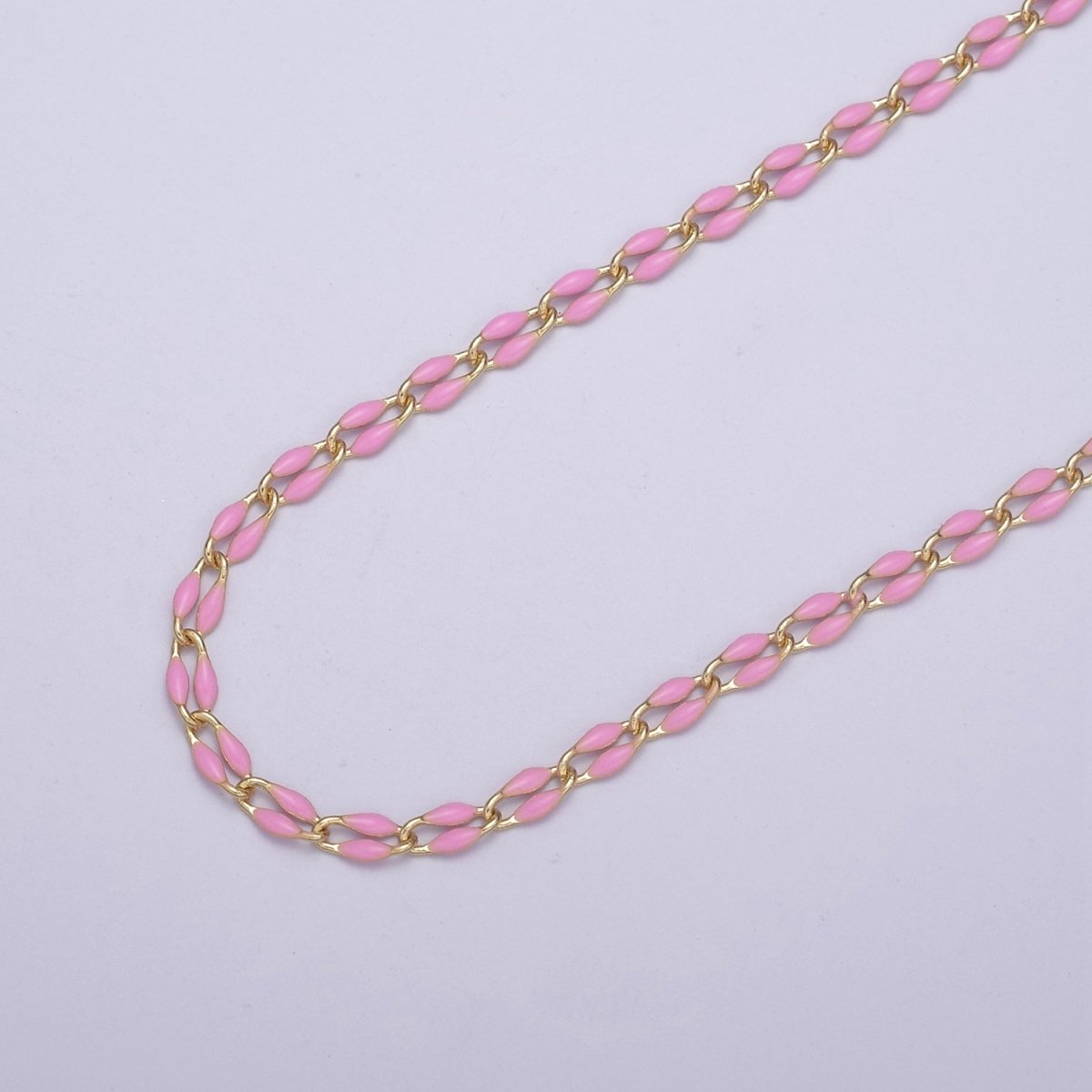 14k Gold Filled 3mm Dainty Oval Cable Link Chain Neon Enamel Chain by Yard, Unfinished Chain For Jewelry Supply | ROLL-598 to ROLL-608 ROLL-1075 ROLL-1405