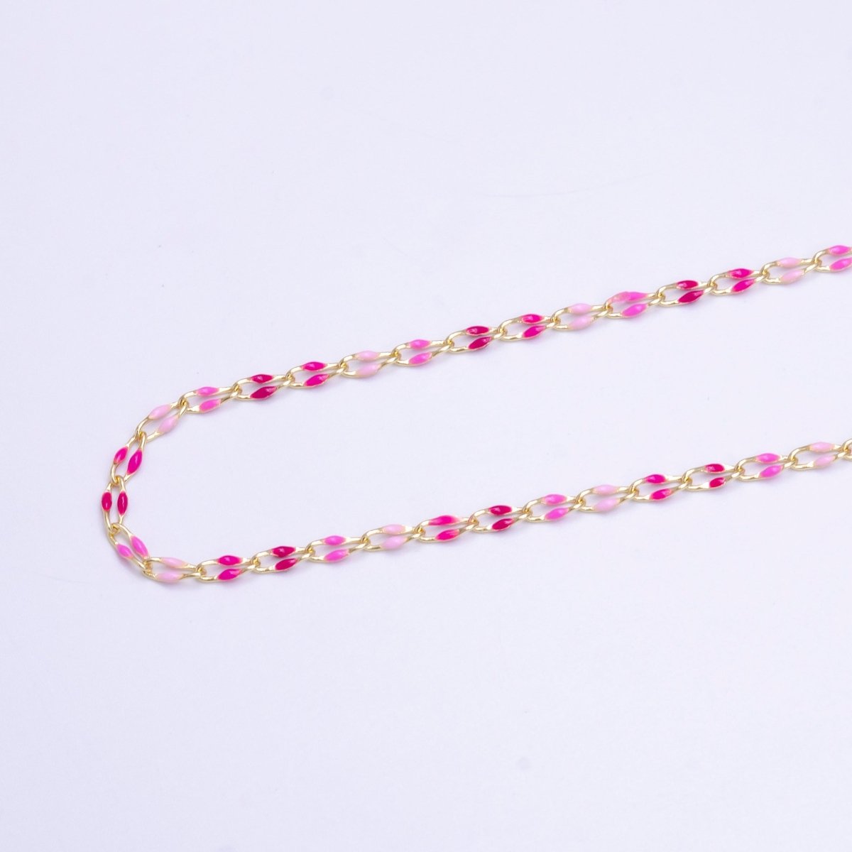 14k Gold Filled 3mm Dainty Oval Cable Link Chain Neon Enamel Chain by Yard, Unfinished Chain For Jewelry Supply | ROLL-598 to ROLL-608 ROLL-1075 ROLL-1405