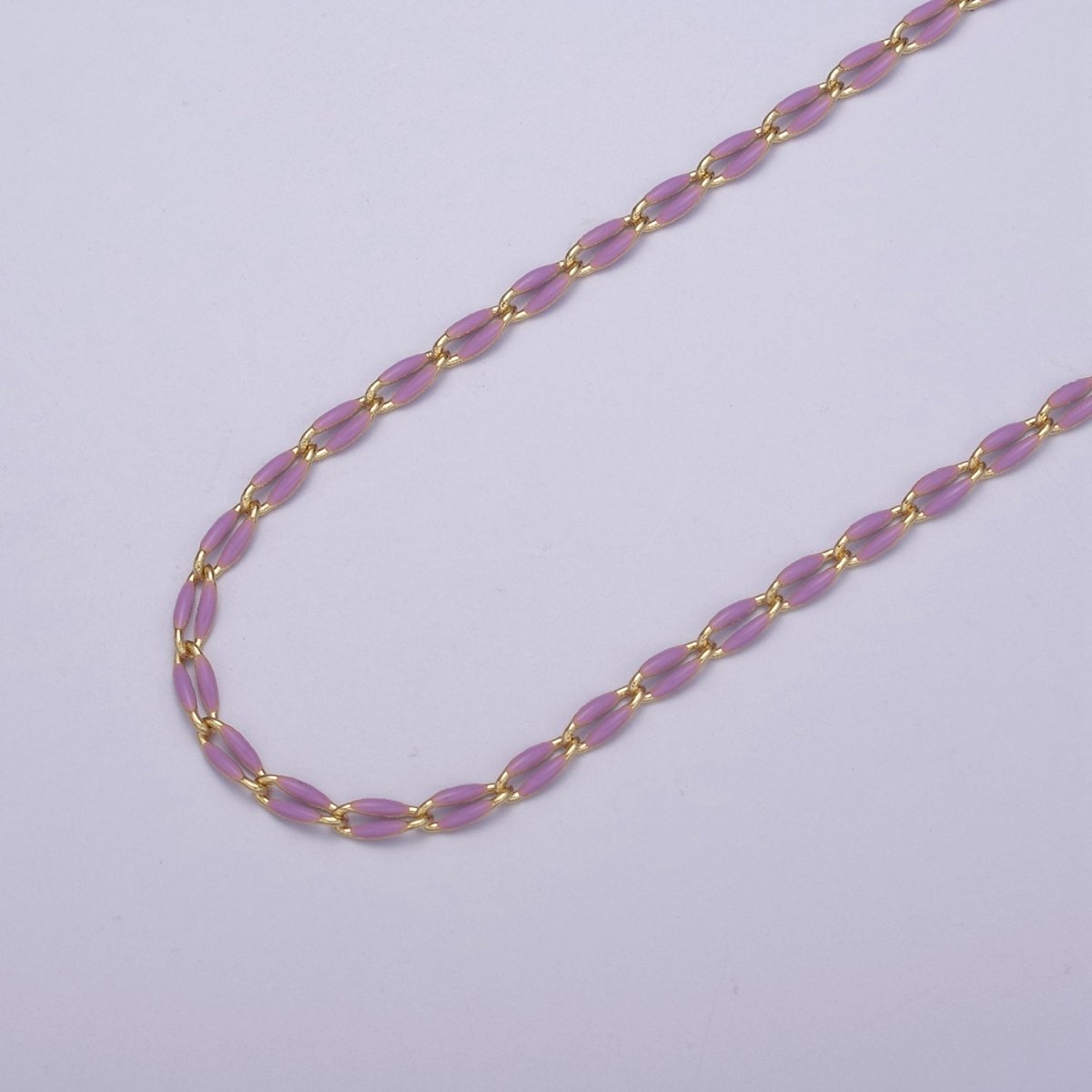 14k Gold Filled 3mm Dainty Oval Cable Link Chain Neon Enamel Chain by Yard, Unfinished Chain For Jewelry Supply | ROLL-598 to ROLL-608 ROLL-1075 ROLL-1405