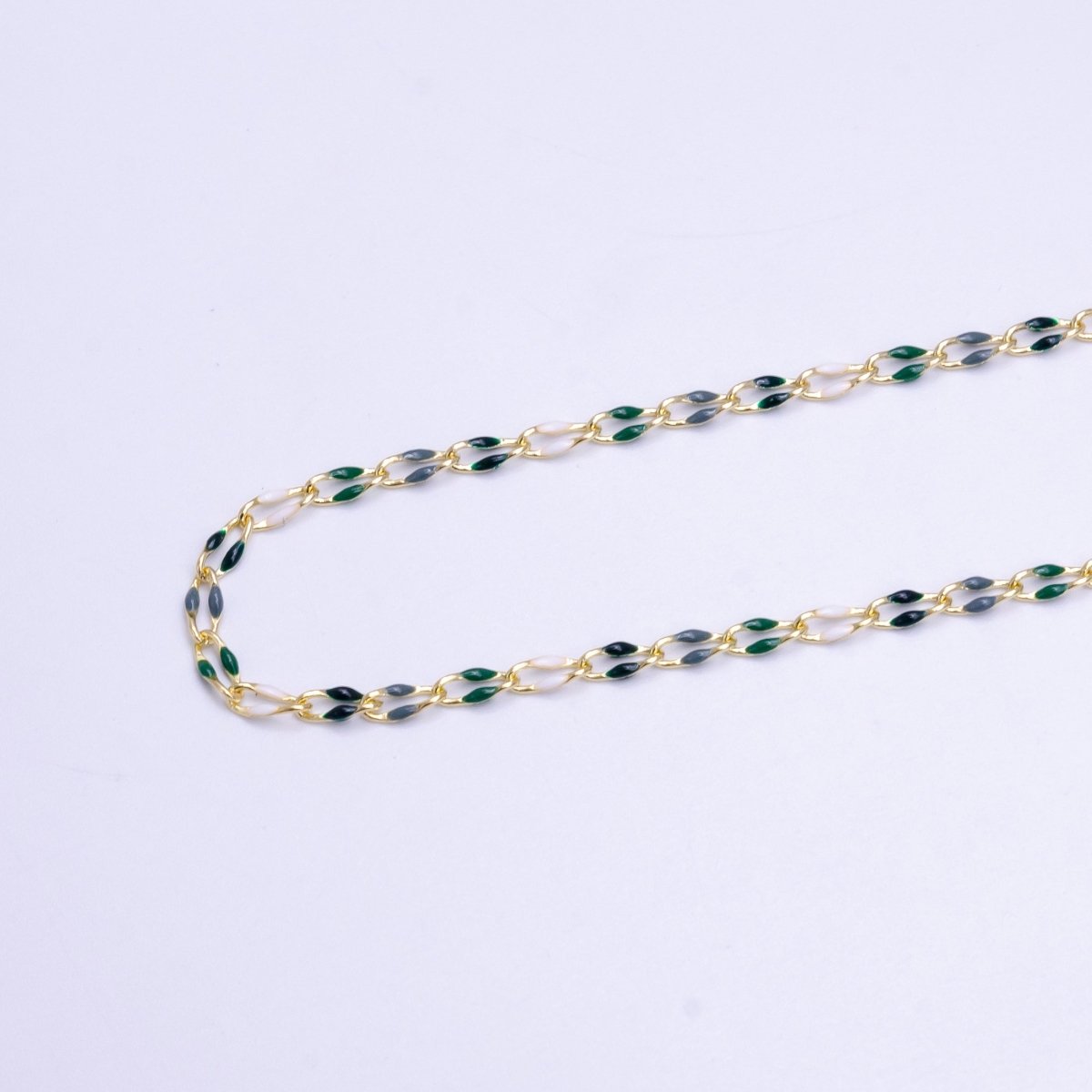 14k Gold Filled 3mm Dainty Oval Cable Link Chain Neon Enamel Chain by Yard, Unfinished Chain For Jewelry Supply | ROLL-598 to ROLL-608 ROLL-1075 ROLL-1405