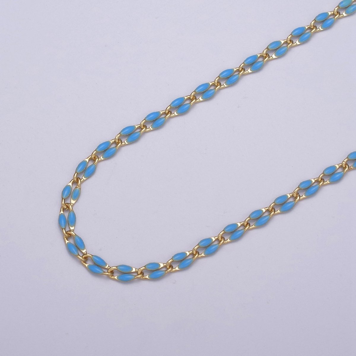 14k Gold Filled 3mm Dainty Oval Cable Link Chain Neon Enamel Chain by Yard, Unfinished Chain For Jewelry Supply | ROLL-598 to ROLL-608 ROLL-1075 ROLL-1405