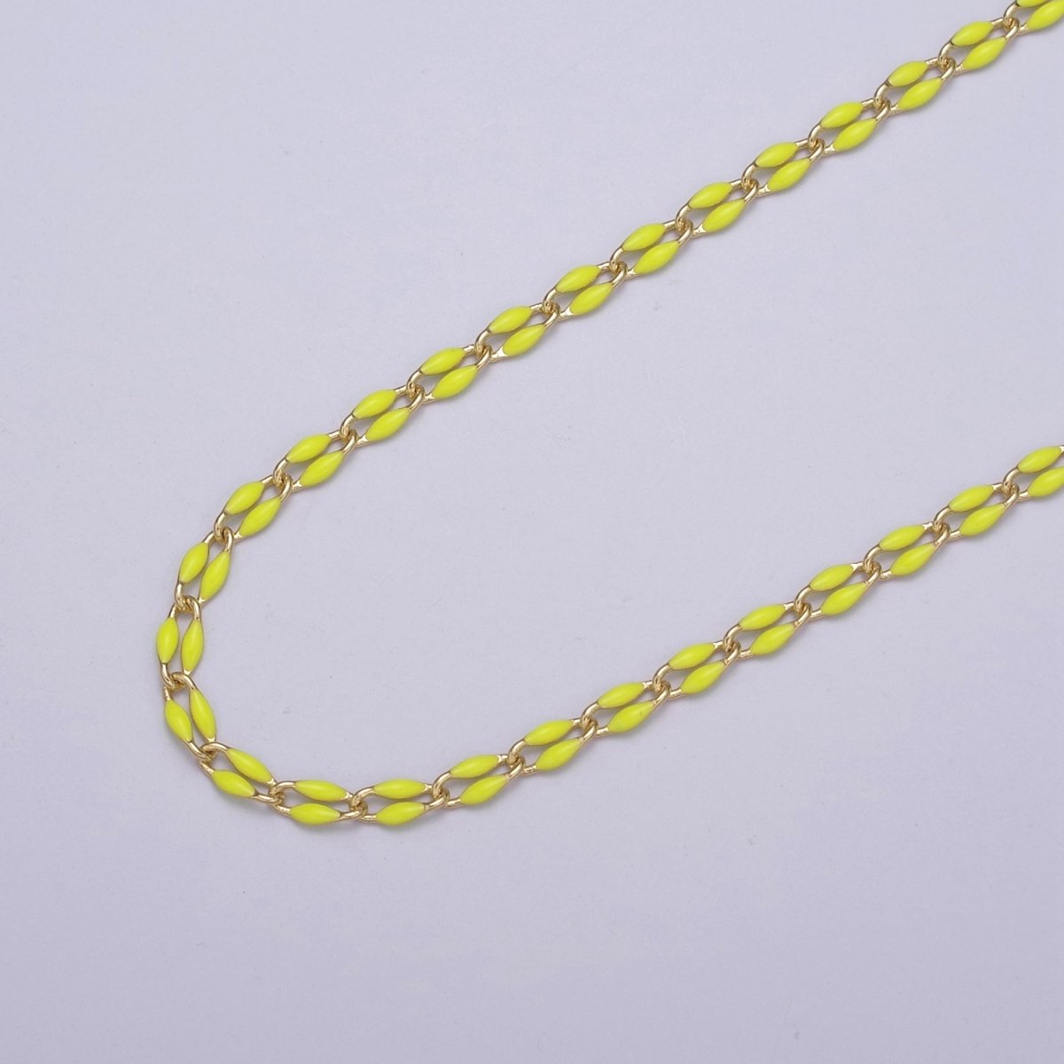 14k Gold Filled 3mm Dainty Oval Cable Link Chain Neon Enamel Chain by Yard, Unfinished Chain For Jewelry Supply | ROLL-598 to ROLL-608 ROLL-1075 ROLL-1405