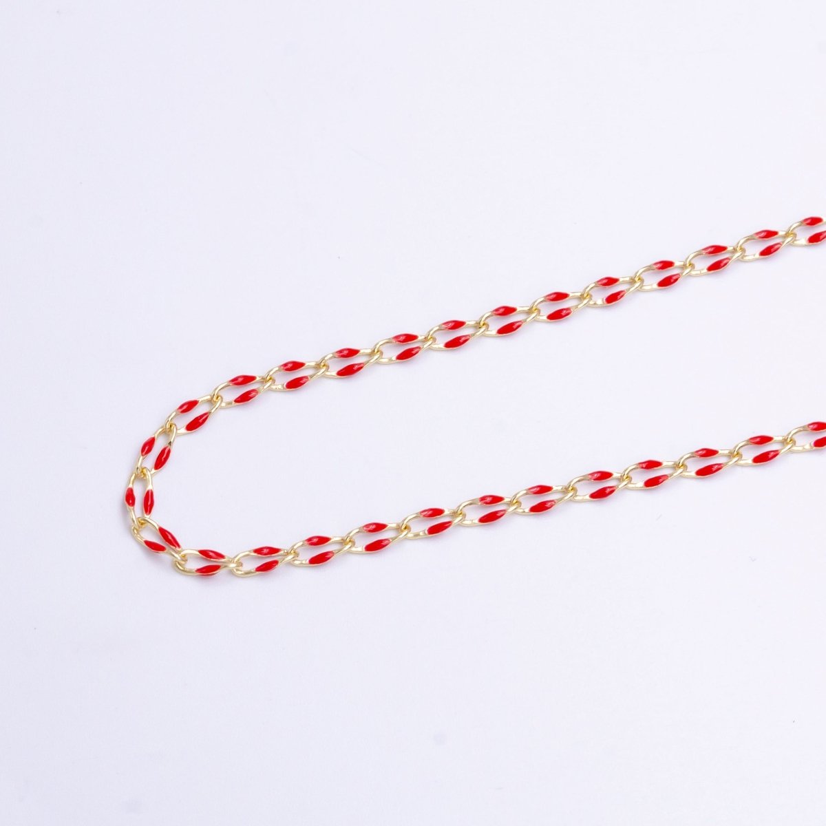 14k Gold Filled 3mm Dainty Oval Cable Link Chain Neon Enamel Chain by Yard, Unfinished Chain For Jewelry Supply | ROLL-598 to ROLL-608 ROLL-1075 ROLL-1405