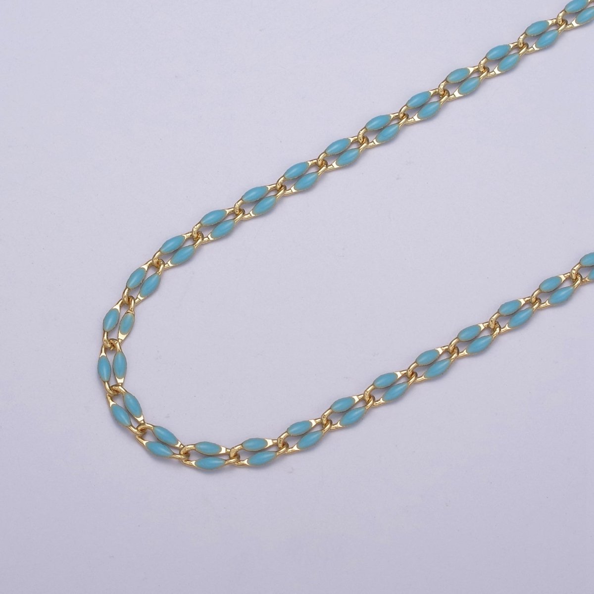 14k Gold Filled 3mm Dainty Oval Cable Link Chain Neon Enamel Chain by Yard, Unfinished Chain For Jewelry Supply | ROLL-598 to ROLL-608 ROLL-1075 ROLL-1405