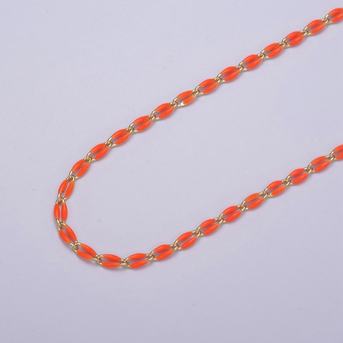 14k Gold Filled 3mm Dainty Oval Cable Link Chain Neon Enamel Chain by Yard, Unfinished Chain For Jewelry Supply | ROLL-598 to ROLL-608 ROLL-1075 ROLL-1405