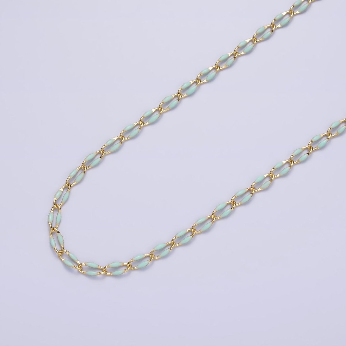14k Gold Filled 3mm Dainty Oval Cable Link Chain Neon Enamel Chain by Yard, Unfinished Chain For Jewelry Supply | ROLL-598 to ROLL-608 ROLL-1075 ROLL-1405