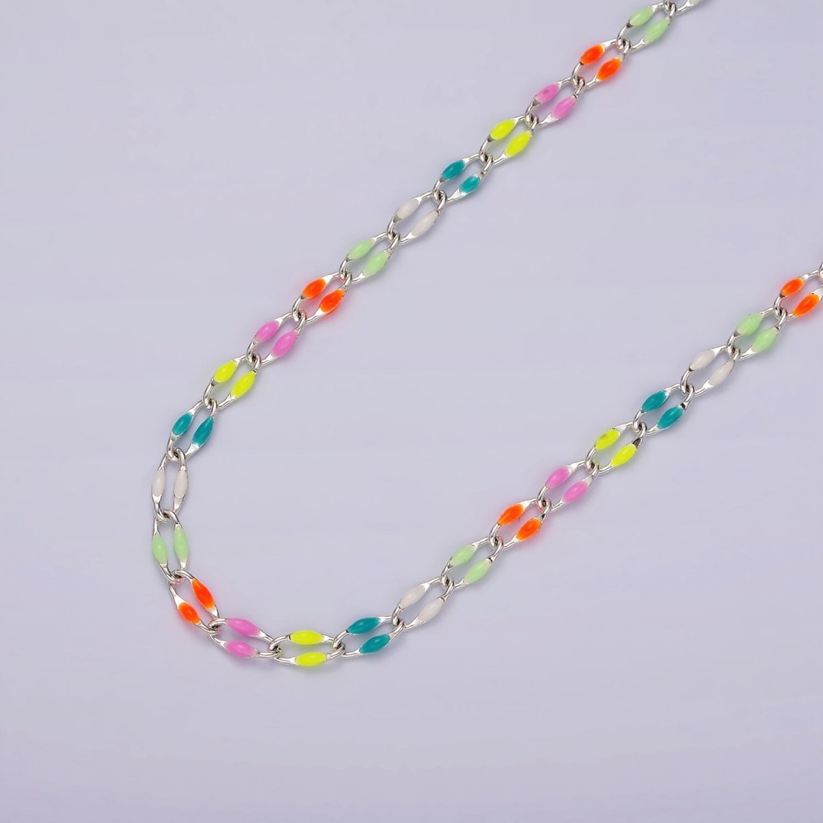14k Gold Filled 3mm Dainty Oval Cable Link Chain Neon Enamel Chain by Yard, Unfinished Chain For Jewelry Supply | ROLL-598 to ROLL-608 ROLL-1075 ROLL-1405
