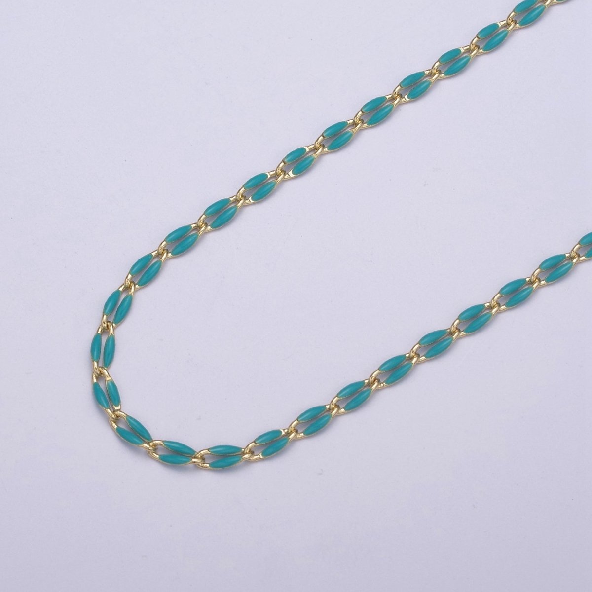14k Gold Filled 3mm Dainty Oval Cable Link Chain Neon Enamel Chain by Yard, Unfinished Chain For Jewelry Supply | ROLL-598 to ROLL-608 ROLL-1075 ROLL-1405