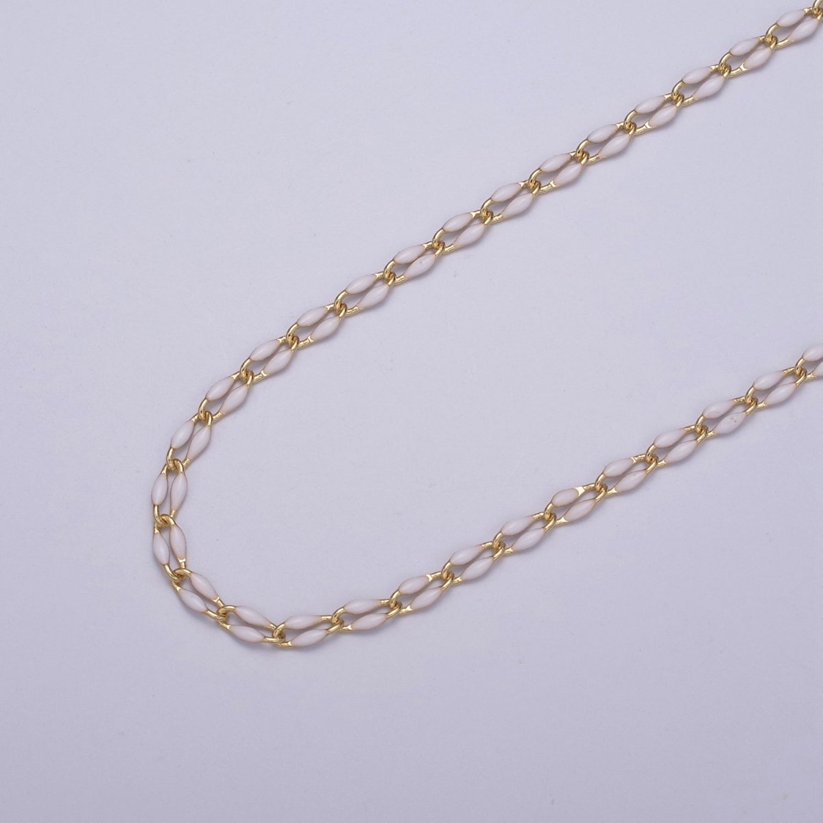14k Gold Filled 3mm Dainty Oval Cable Link Chain Neon Enamel Chain by Yard, Unfinished Chain For Jewelry Supply | ROLL-598 to ROLL-608 ROLL-1075 ROLL-1405