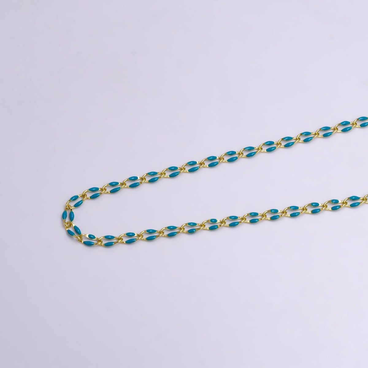 14k Gold Filled 3mm Dainty Oval Cable Link Chain Neon Enamel Chain by Yard, Unfinished Chain For Jewelry Supply | ROLL-598 to ROLL-608 ROLL-1075 ROLL-1405