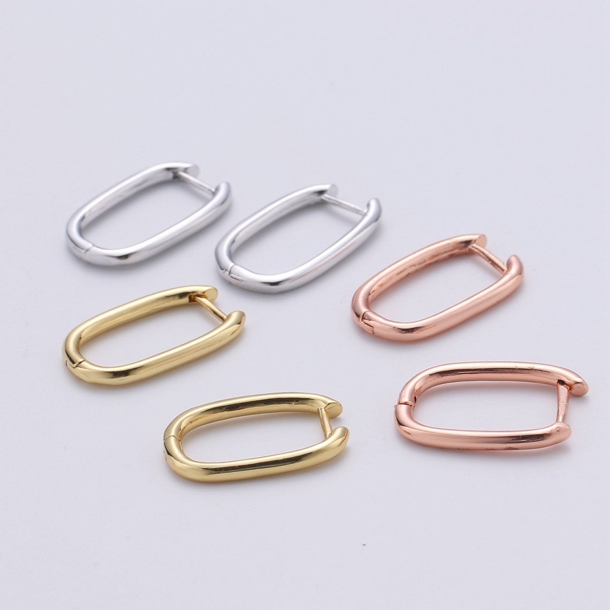 14k Gold Filled Earings / Sterling Silver Thick Earings / Bold rectangle hoop earings / minimalist earings  gift for her P-041 P-040