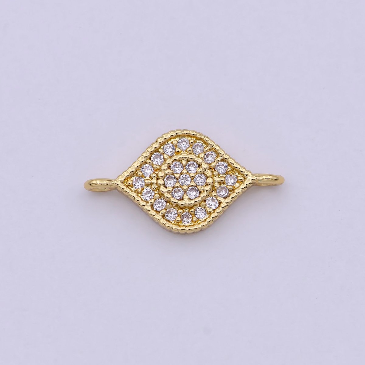 14K Gold Filled Evil Eye Charm Connector, Evil Eye Link Connector CZ Greek Eye, Jewelry Making F684