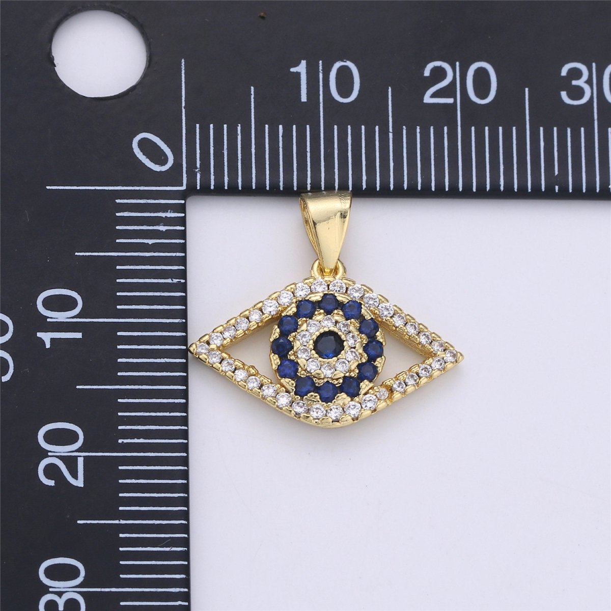 14k Gold Filled Evil Eye Charm Micro Pave Evil Eye Pendant CZ Charms Eye of Ra Pendant for Necklace Bracelet earring Component 18x20mm I-362