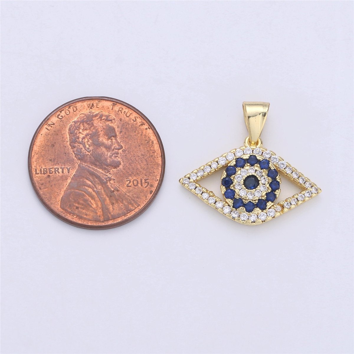 14k Gold Filled Evil Eye Charm Micro Pave Evil Eye Pendant CZ Charms Eye of Ra Pendant for Necklace Bracelet earring Component 18x20mm I-362