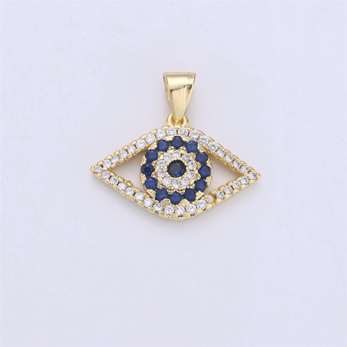 14k Gold Filled Evil Eye Charm Micro Pave Evil Eye Pendant CZ Charms Eye of Ra Pendant for Necklace Bracelet earring Component 18x20mm I-362