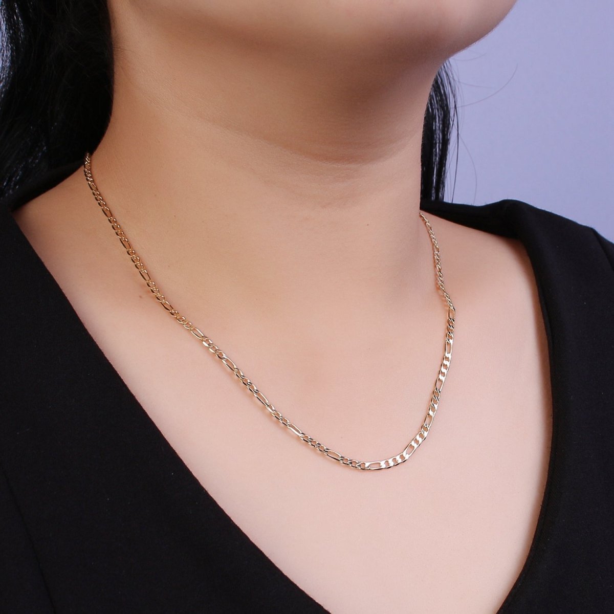 14K Gold Filled Figaro Necklace • Minimalist Necklace Chain • Unisex Figaro Chain • Figaro 18" 20" Chains Ready to Wear | WA-666 WA-676 Clearance Pricing