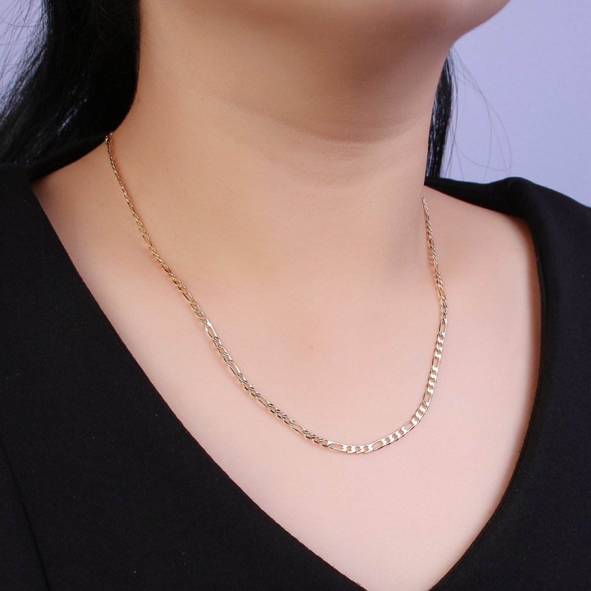 14K Gold Filled Figaro Necklace • Minimalist Necklace Chain • Unisex Figaro Chain • Figaro 18" 20" Chains Ready to Wear | WA-666 WA-676 Clearance Pricing