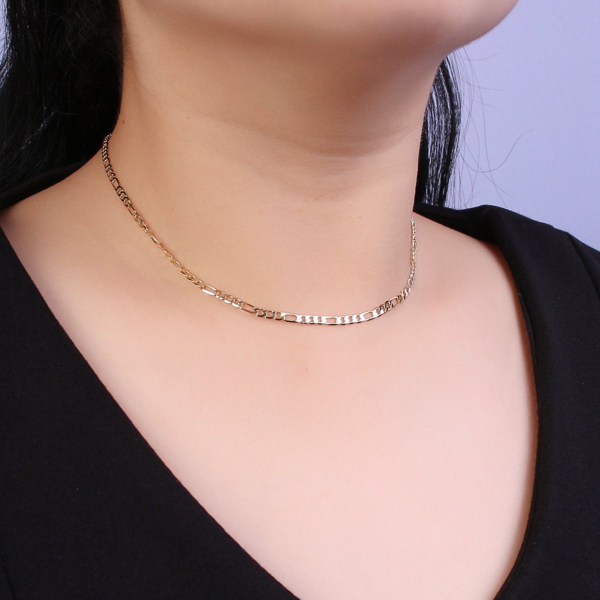 14K Gold Filled Figaro Necklace • Minimalist Necklace Chain • Unisex Figaro Chain • Figaro 18" 20" Chains Ready to Wear | WA-666 WA-676 Clearance Pricing