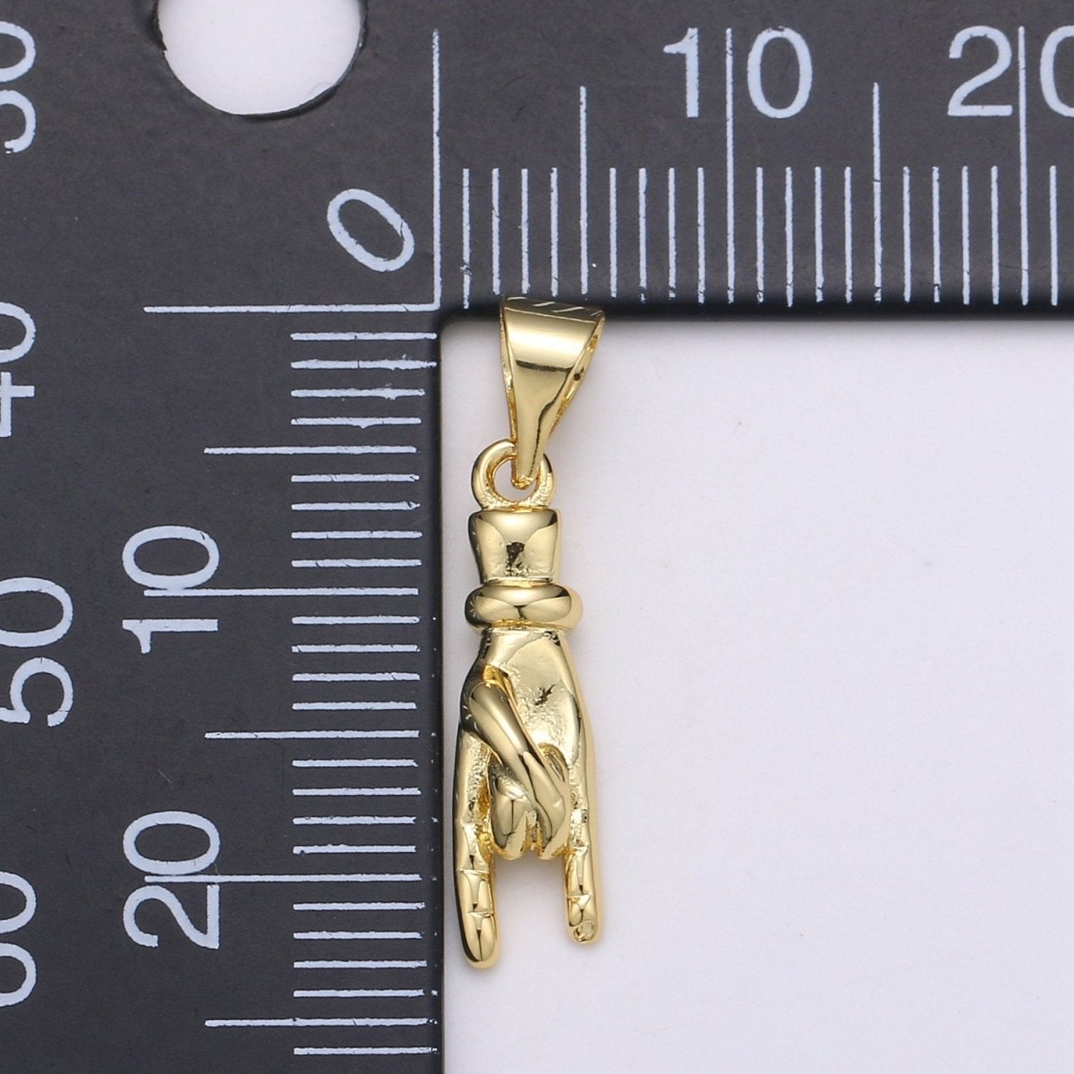 14K Gold Filled Hand Charm Mano Cornuto Good Luck Sign Pendant Hand Gesture Charm Pendant for Necklace Bracelet Earring Supply J-052