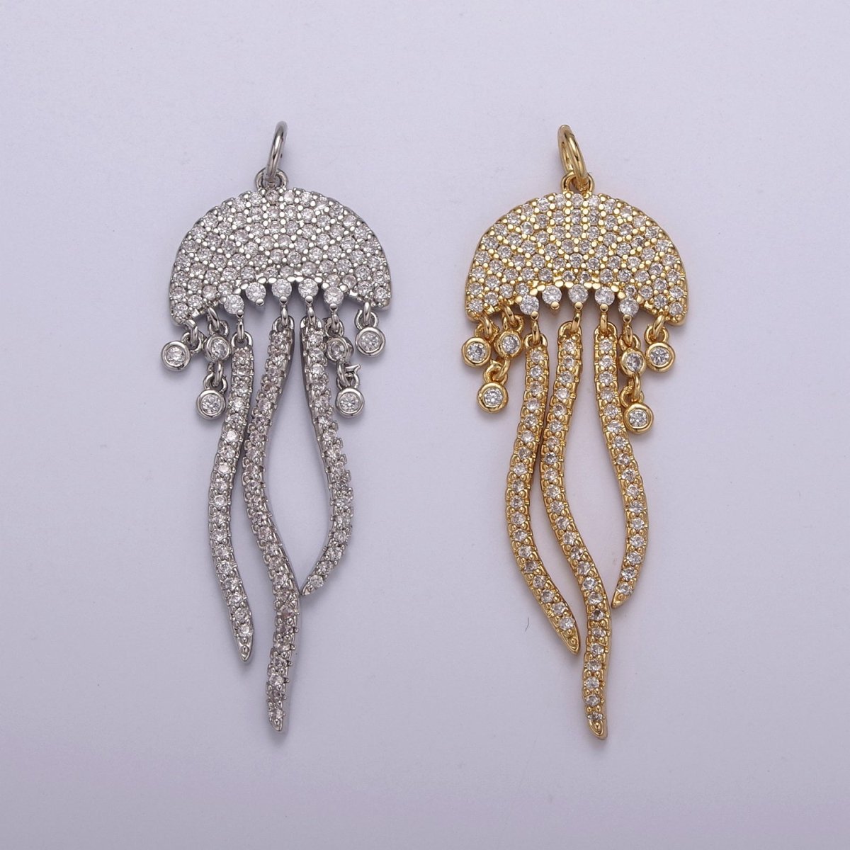 14K Gold Filled Jellyfish Charm Micro Pave Dangle Charm Ocean Lover Pendant Under The Sea Inspired Nautical, Beach Charms N-220 N-221