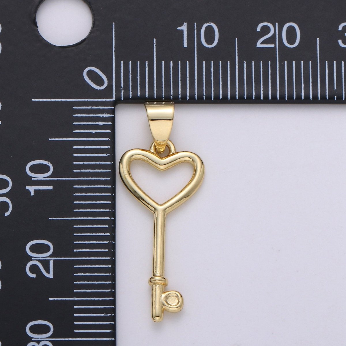 14k Gold Filled Key Pendant Charm, Dainty Heart Key Pendant Charm, Gold Filled Key Pendant, For DIY Jewelry Making Supply J-005