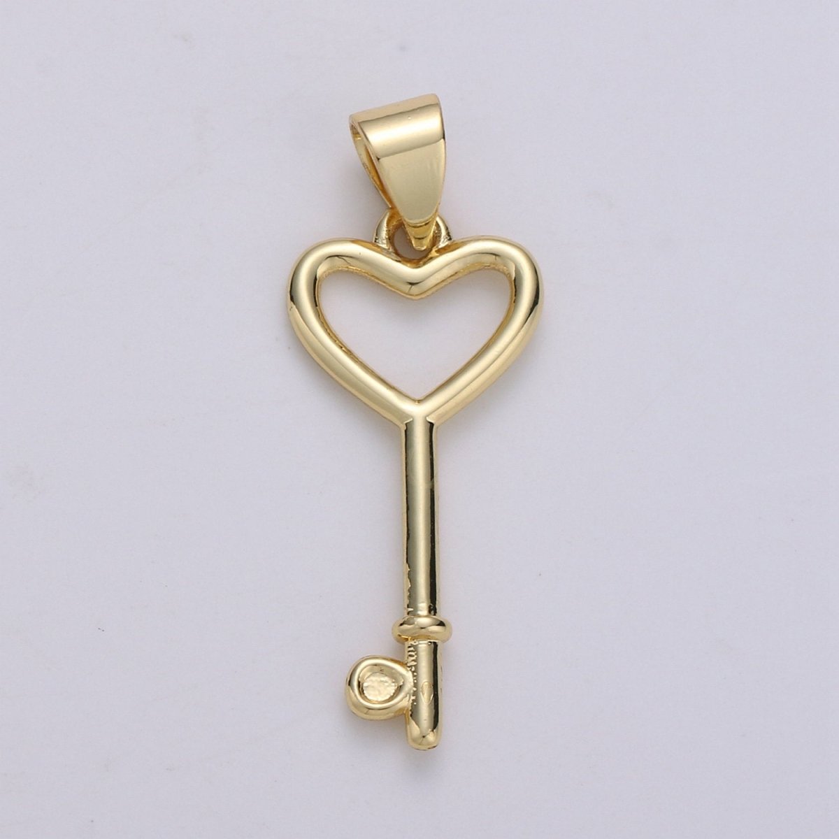 14k Gold Filled Key Pendant Charm, Dainty Heart Key Pendant Charm, Gold Filled Key Pendant, For DIY Jewelry Making Supply J-005
