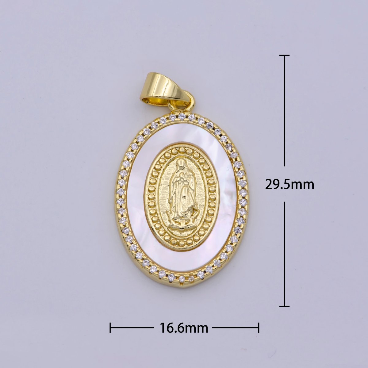 14k Gold Filled Lady Guadalupe Pearl Pendant Micro Pave Charm for Religious Necklace Jewelry Supply N-1433