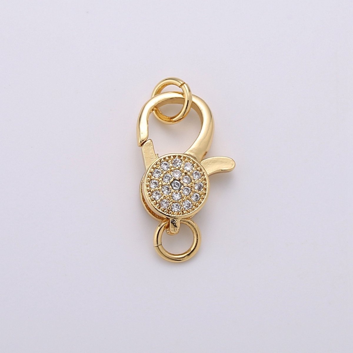 14k Gold Filled Lobster Clasp, CZ Clear Micro Pave Lobster Claw Clasp, Cubic Clasp Enhancer, DIY, Jewelry Making Supply 10x20mm K-914