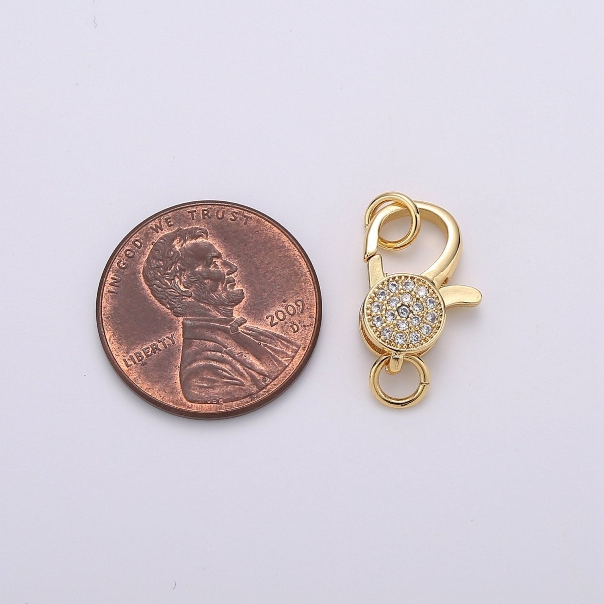 14k Gold Filled Lobster Clasp, CZ Clear Micro Pave Lobster Claw Clasp, Cubic Clasp Enhancer, DIY, Jewelry Making Supply 10x20mm K-914