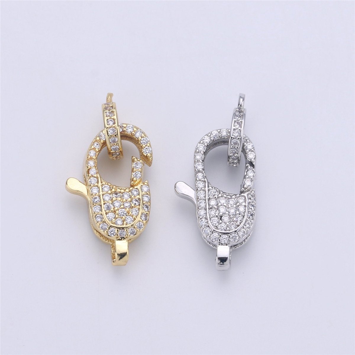 14k Gold Filled Lobster Clasp, CZ Clear Micro Pave Lobster Claw Clasp, Cubic Clasp Enhancer, DIY, Jewelry Making Supply 10x23mm K-430 K-383