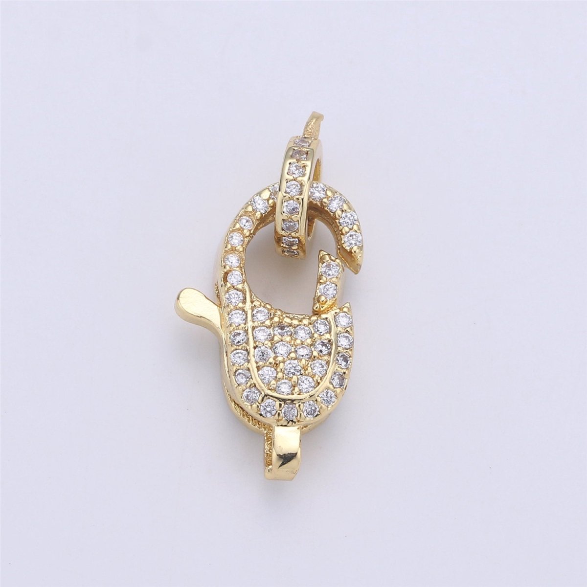 14k Gold Filled Lobster Clasp, CZ Clear Micro Pave Lobster Claw Clasp, Cubic Clasp Enhancer, DIY, Jewelry Making Supply 10x23mm K-430 K-383