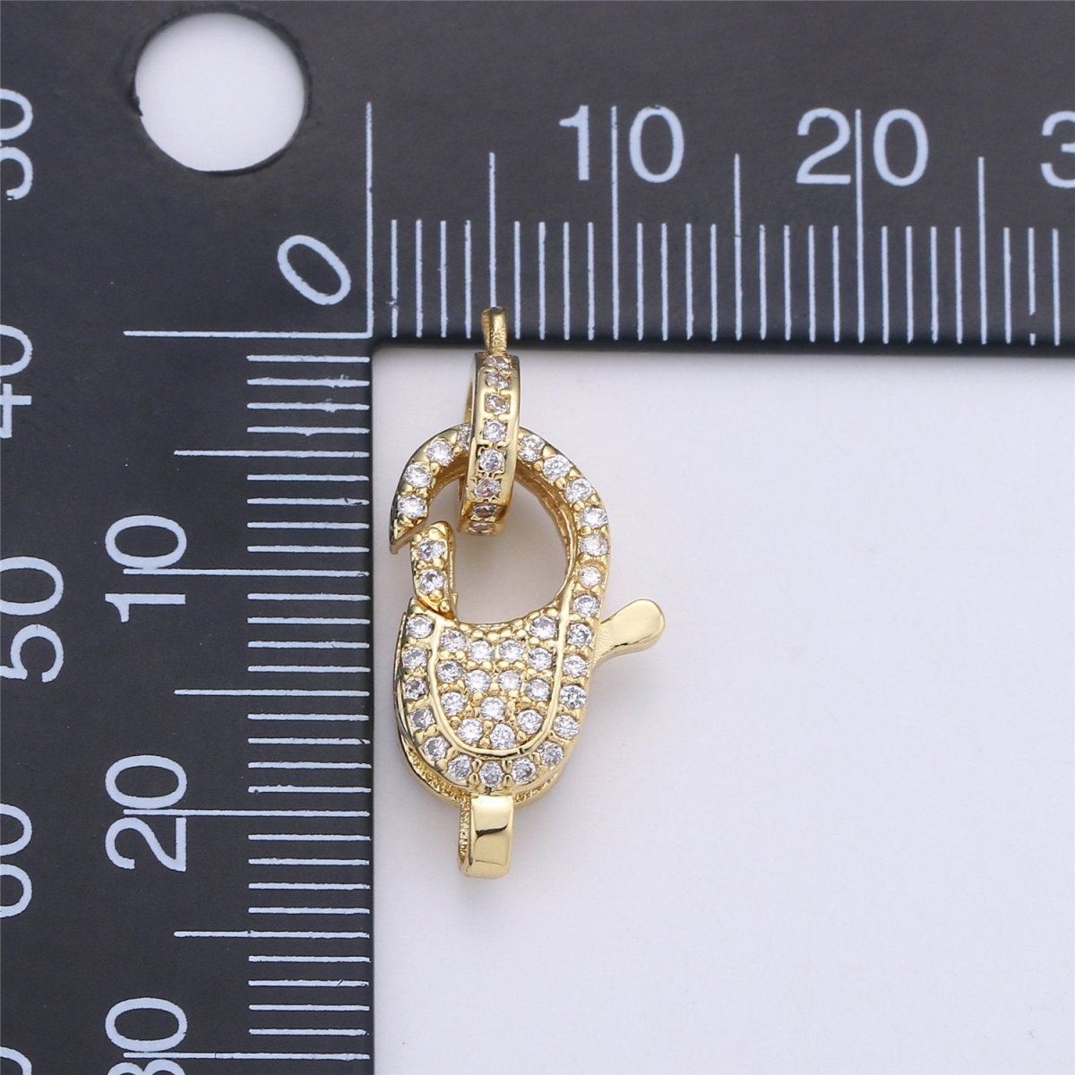 14k Gold Filled Lobster Clasp, CZ Clear Micro Pave Lobster Claw Clasp, Cubic Clasp Enhancer, DIY, Jewelry Making Supply 10x23mm K-430 K-383