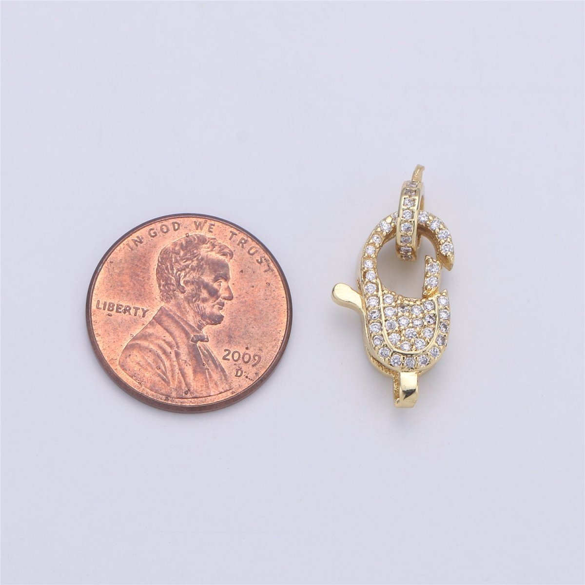 14k Gold Filled Lobster Clasp, CZ Clear Micro Pave Lobster Claw Clasp, Cubic Clasp Enhancer, DIY, Jewelry Making Supply 10x23mm K-430 K-383