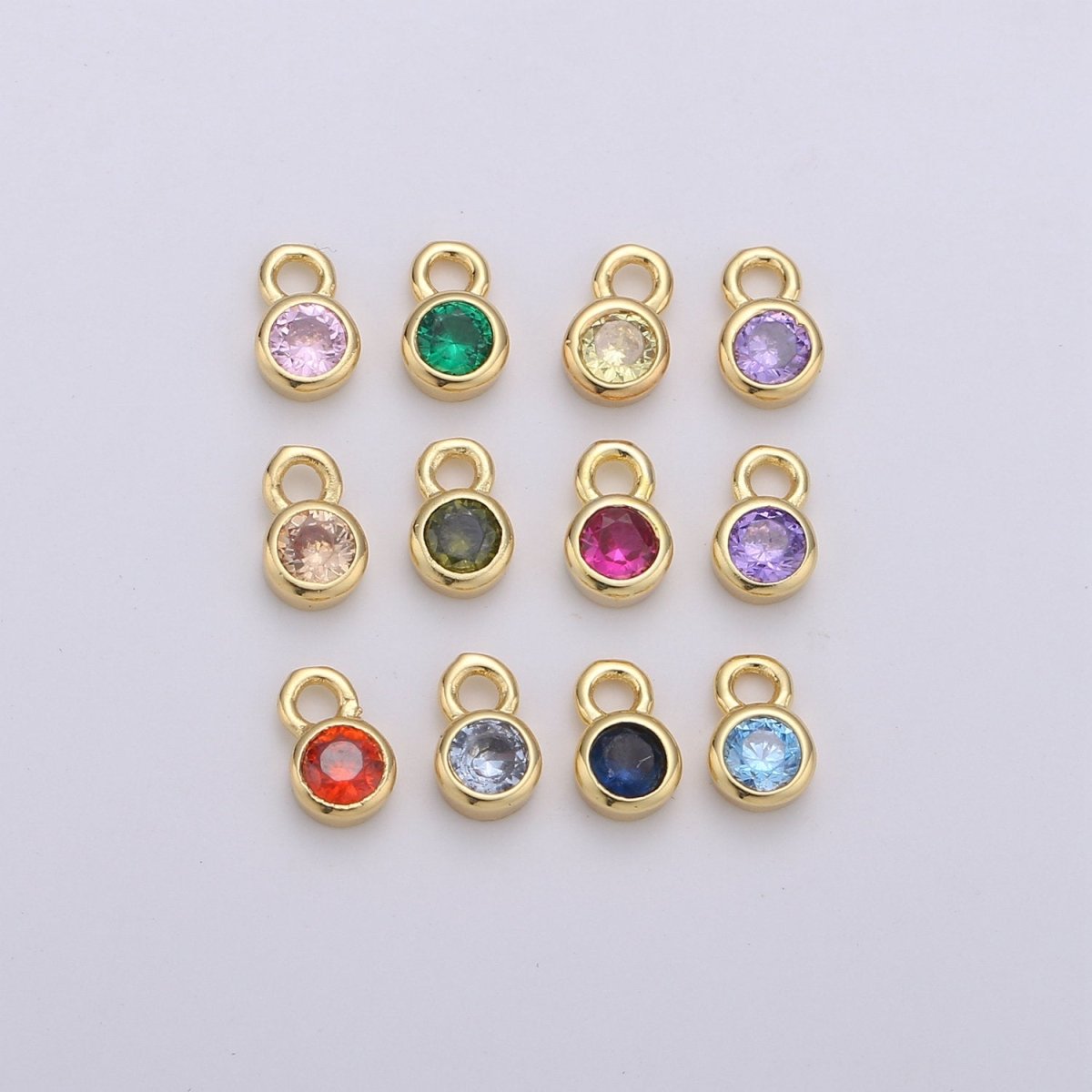 14k Gold Filled Micro Pave CZ Geometric Pendant Charm, Micro Pave CZ Circle Pendant Charm, Gold Filled Charm, For DIY Jewelry Size 4x6mm D-013 to D-024