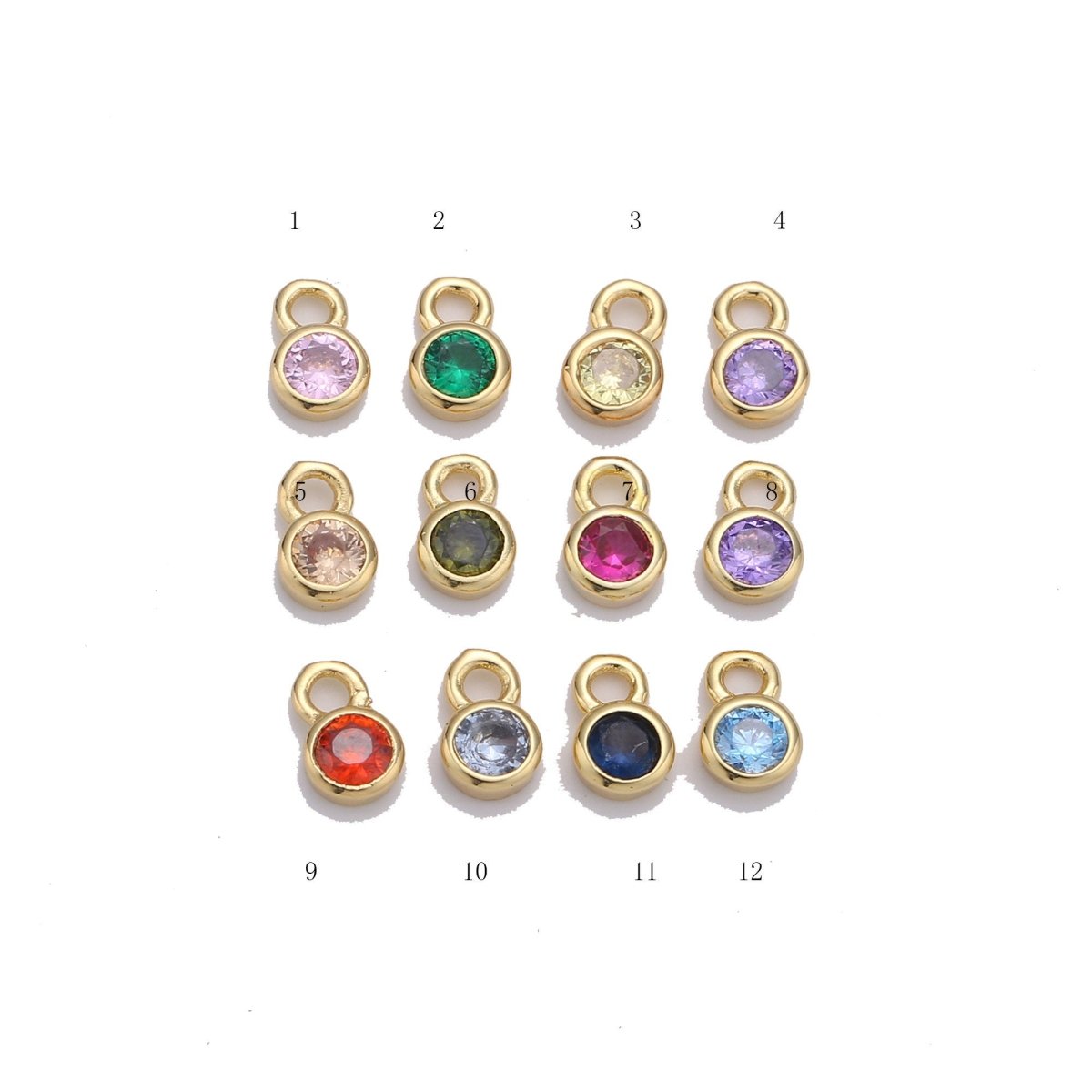 14k Gold Filled Micro Pave CZ Geometric Pendant Charm, Micro Pave CZ Circle Pendant Charm, Gold Filled Charm, For DIY Jewelry Size 4x6mm D-013 to D-024
