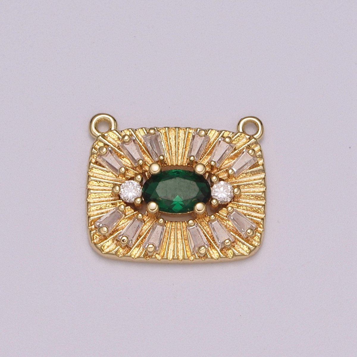 14k Gold Filled Micro Pave CZ Green Evil Eye Charm Connector Link Necklace Connector For Supply DIY Jewelry Y-374