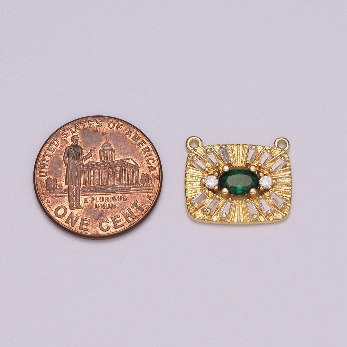 14k Gold Filled Micro Pave CZ Green Evil Eye Charm Connector Link Necklace Connector For Supply DIY Jewelry Y-374