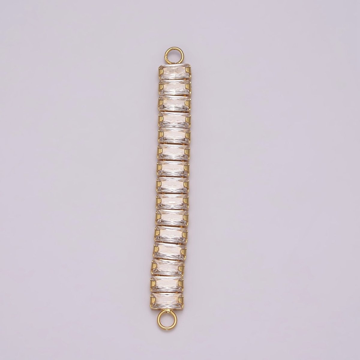 14K Gold Filled Minimalist Bendable Rectangular Bar Connector Micro Pave CZ DIY Charm Necklace Bracelet Findings for Jewelry Making, 50.5x6.9mm Y-392 Y-393