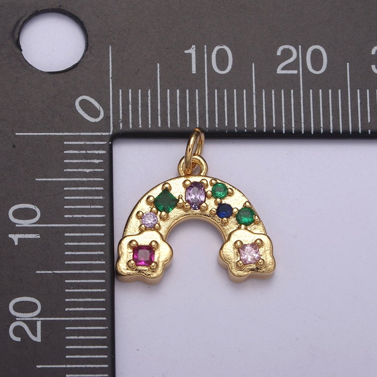 14K Gold Filled Multicolor CZ Rainbow Weather Add in Charm N-249
