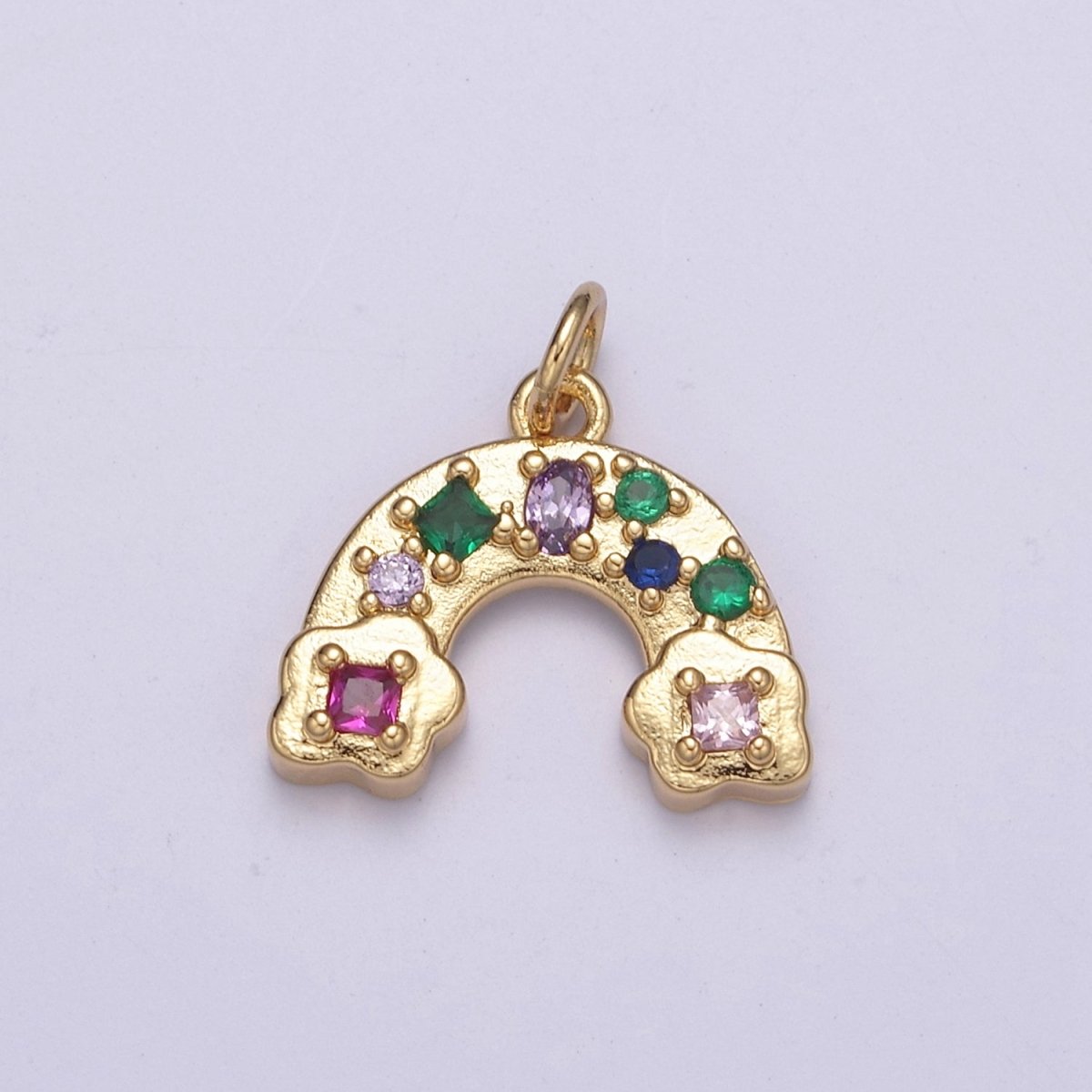 14K Gold Filled Multicolor CZ Rainbow Weather Add in Charm N-249